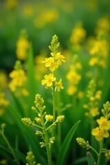 Fototapeta premium Curled yellow-green foliage, vibrant spring plant, leaves, vegetation, farm