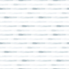 Blue stripes. Watercolor hand painted summer stripped seamless pattern on white background. Sea nautical maritime marine