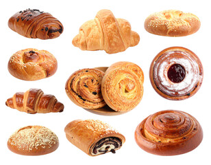 Assortment of Fresh Baked Pastries Isolated on Transparent Background Delicious Sweet Food