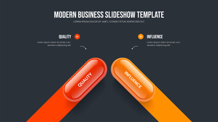 Sales Insight Two Element Infographic Frame Design. Modern Performance Presentation Template Vector Illustration. Investor Showcase 2 Option Diagram Slide Layout.