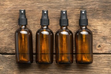 Brown Spray Bottle on Wood Background