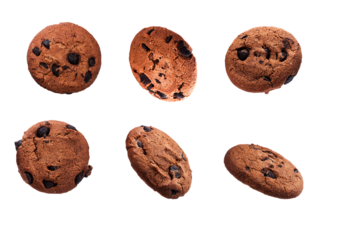 chocolate chip cookies isolated on white background