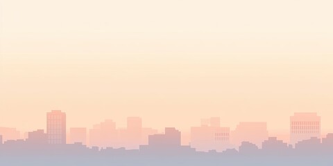 Naklejka premium Urban Haze Cityscape Silhouette at Dawn in Soft Pastel Tones.