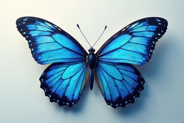 Abstract cyan and blue butterfly, blots of color, ethereal wings , flowing, mystical, nature