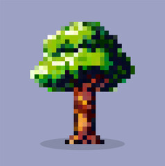 tree pixel art character, vector.