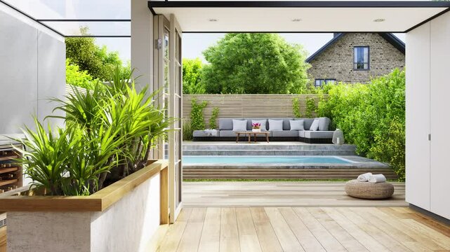 Contemporary Open-Plan Home with Elegant Patio