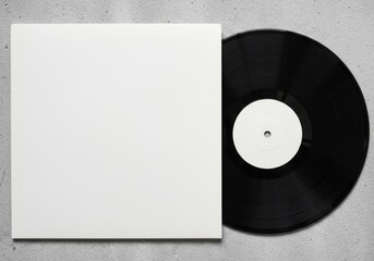 Vinyl record mockup on gray background for music album cover design, branding, or advertising