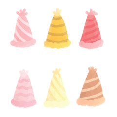 Birthday hat watercolor striped 