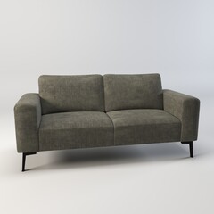 A clean and contemporary illustration showcasing a minimalist sofa in various shades of grey. The design emphasizes simplicity and elegance, with smooth lines and a focus on form. This image evokes a 