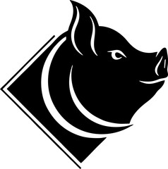 Obraz premium Pig Head Logo Vector Illustration for Butcher Shop, BBQ, and Meat Product