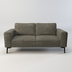 A clean and contemporary illustration showcasing a minimalist sofa in various shades of grey. The design emphasizes simplicity and elegance, with smooth lines and a focus on form. This image evokes a 