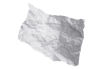 white crumpled paper sheet isolated on transparent png background,Design template or mockup. 