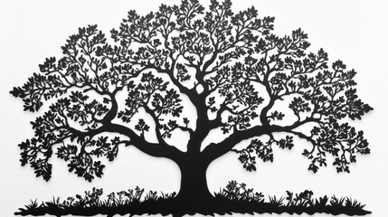 Obraz premium Silhouette of a large majestic tree