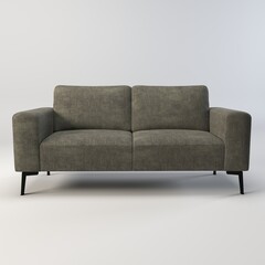 A clean and contemporary illustration showcasing a minimalist sofa in various shades of grey. The design emphasizes simplicity and elegance, with smooth lines and a focus on form. This image evokes a 