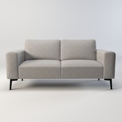 A clean and contemporary illustration showcasing a minimalist sofa in various shades of grey. The design emphasizes simplicity and elegance, with smooth lines and a focus on form. This image evokes a 