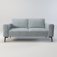 A clean and contemporary illustration showcasing a minimalist sofa in various shades of grey. The design emphasizes simplicity and elegance, with smooth lines and a focus on form. This image evokes a 