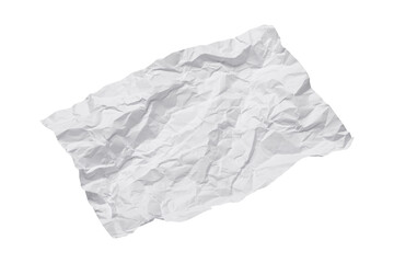 white crumpled paper sheet isolated on transparent png background,Design template or mockup. 