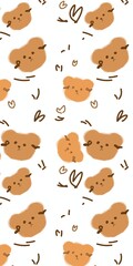 capybara Seamless Pattern with Orange on Head
