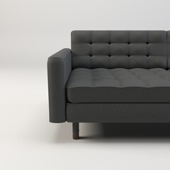 A clean and contemporary illustration showcasing a minimalist sofa in various shades of grey. The design emphasizes simplicity and elegance, with smooth lines and a focus on form. This image evokes a 