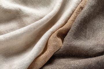 Close-up of natural fabric textures in neutral colors