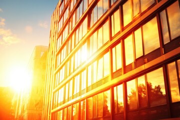 Golden Hour Reflections An Abstract View of Architecture Illuminated by Radiant Sunlight