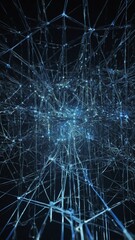 Wide angle view of a bunch of wires representing an intricate cyber network visualization highlighting complex connectivity