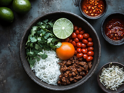 com chien herbs bean sprouts lime chili vietnamese