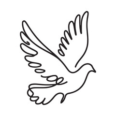 Dove Bird Vector Silhouette Minimalist Art Symbol Of Peace