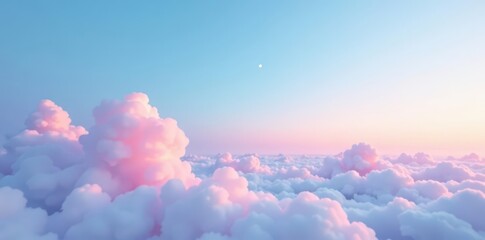 Pastel blue to pink ombre sky, tranquil clouds, serene, light