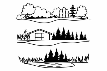 Creative Minimal CAD Tree Icon Vector Illustration | Architectural Drawing Style Design for Landscaping, Urban Planning, and Eco Projects