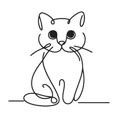 Cute Silhouette Cat Line Art Illustration Pet Lover's Delight