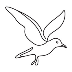 Flying Seagull One Line Art Vector Silhouette Illustration Design