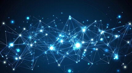 Abstract Glowing Blue Geometric Network Design