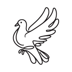 Elegant Dove Continuous Line Drawing Symbol of Peace and Hope