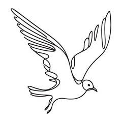 Silhouette bird in flight line art vector drawing illustration