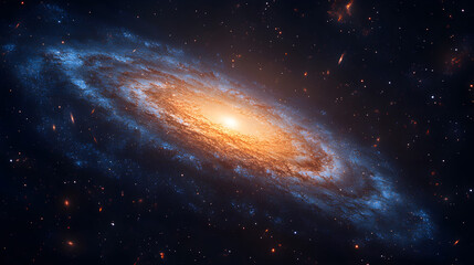 Obraz premium Stargazer observing spiral galaxy illuminating vast night sky