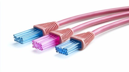 Pink and blue fiber optic cables