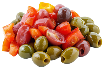 Olive  Pepper Medley A juicy colorful salad on black