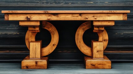 Wooden Console Table with Rustic Design.