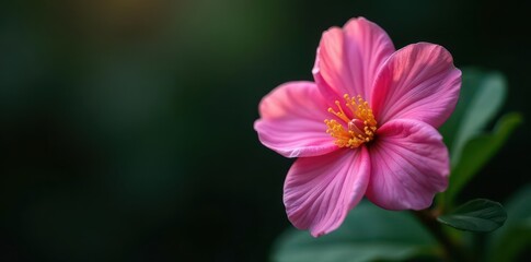 Fototapeta premium Pink gardenia shoot pushing through dark earth, close-up , floral, delicate