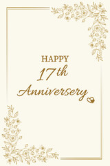 Elegant 17th Anniversary Greeting Card with Floral Border