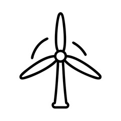 Minimalist black outline vector icon of a wind turbine. Simple and clean eco-friendly design, ideal for renewable energy, sustainability, and green technology concepts.