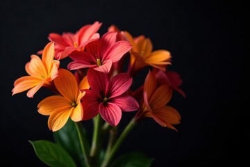 Fototapeta premium Vibrant flower bouquet against deep black backdrop, dramatic, gift