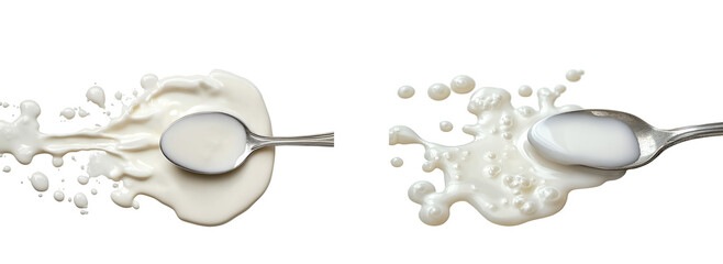 white milk spilled isolated on white background