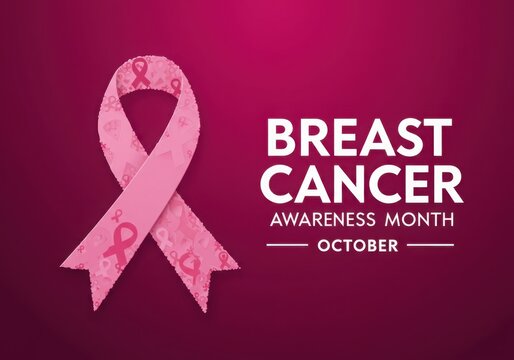 Pink ribbon for breast cancer awareness month in october on a pink background