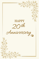 Elegant 20th Anniversary Greeting Card with Floral Border