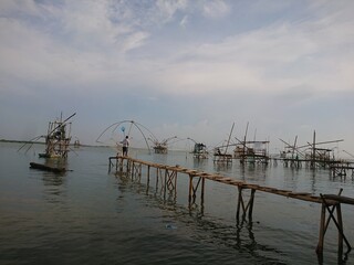Fishermen's activities in catching fish with nets (Jepara, Indonesia Friday, May 9, 2025)