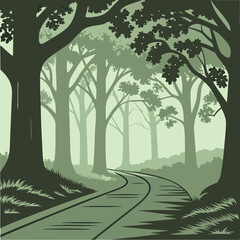 landscape with trees and mountains