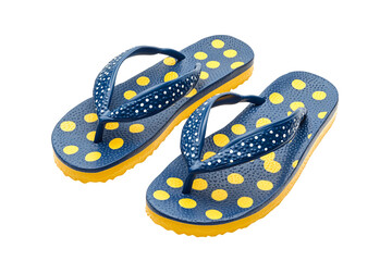 Isolated Blue Yellow Flip Flops