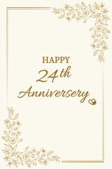 Elegant 24th Anniversary Greeting Card with Floral Border